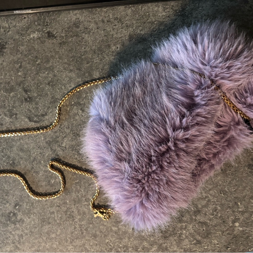Lavender Faux Fur Crossbody Bag